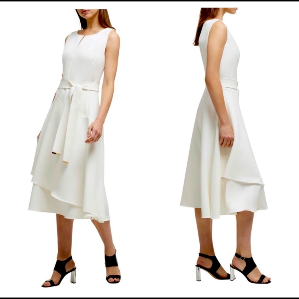 White Belted Dress